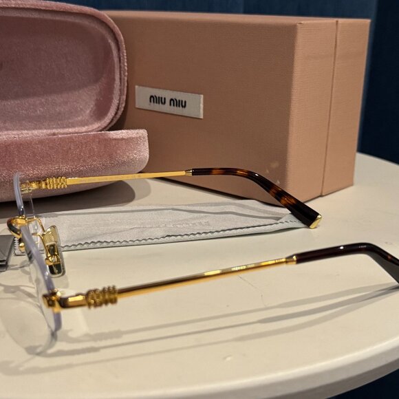 Miu Miu Rimless Gold Minimalist Eyeglasses Luxury Designer Frame main image 7